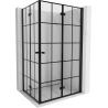 Mexen Mist-F Duo Right Folding Shower Enclosure 80 x 100 cm, Black Grid, Black - 8A6-080L-100P-70-77