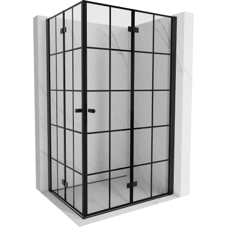 Mexen Mist-F Duo klappbare Duschkabine 95 x 100 cm, schwarzes Gitter, schwarz -  8A6-095L-100P-70-77