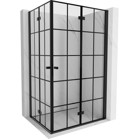 Mexen Mist-F Duo faltbare Duschkabine 90 x 120 cm, schwarzes Gitter, schwarz - 8A6-090L-120P-70-77