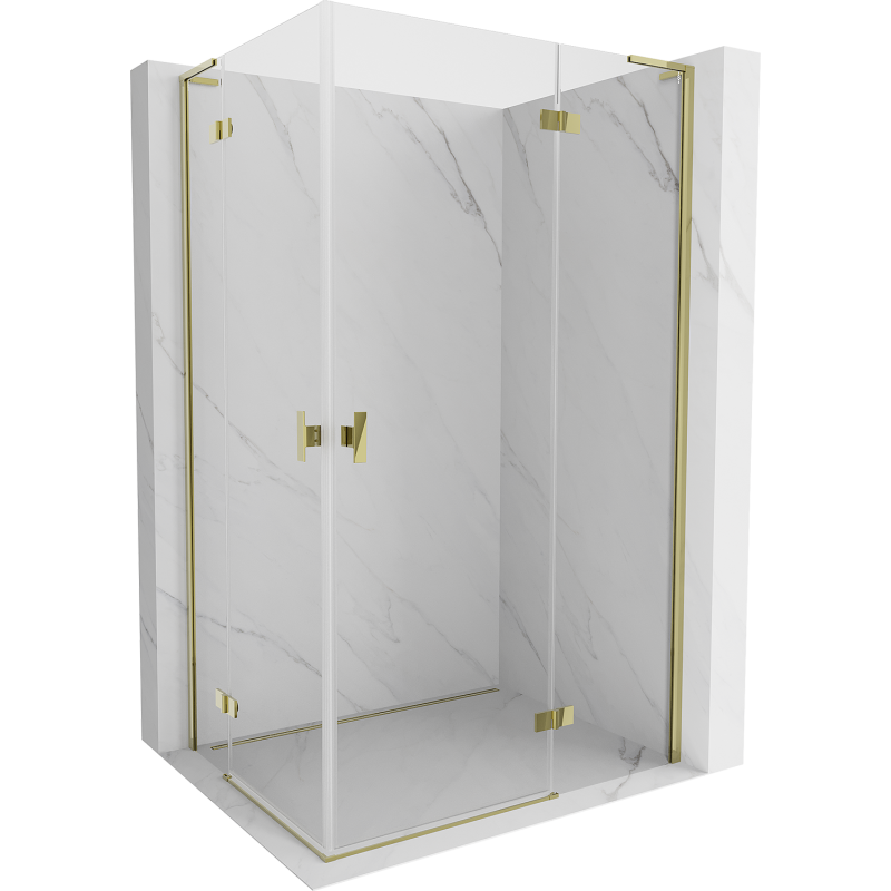 Mexen Mist-H L Duo cabine de douche avec portes battantes 70 x 75 cm, transparent, or - 8A5L-070L-075P-50-00