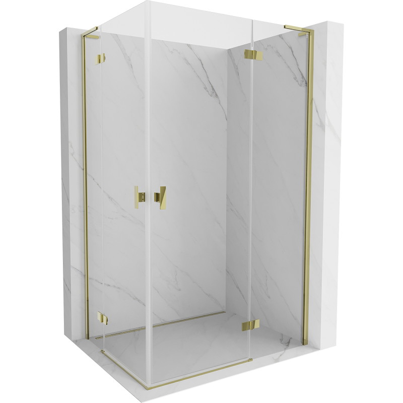 Mexen Mist-H L Duo kabina tuš s krilnim vratima desna 95 x 110 cm, prozirna, zlatna - 8A5L-095L-110P-50-00