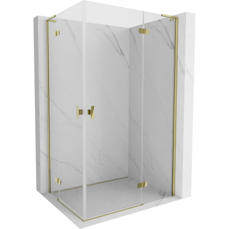 Mexen Mist-H L Duo kabina tuš s krilnim vratima desna 95 x 110 cm, prozirna, zlatna - 8A5L-095L-110P-50-00