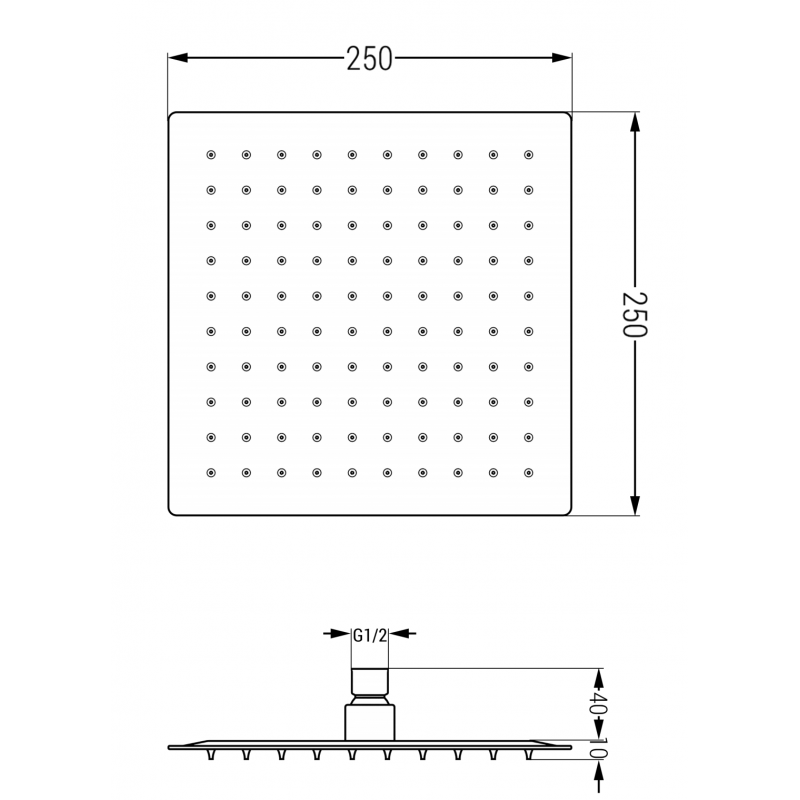 Mexen Slim Kopfbrause 25 x 25 cm, weiß - 79125-20