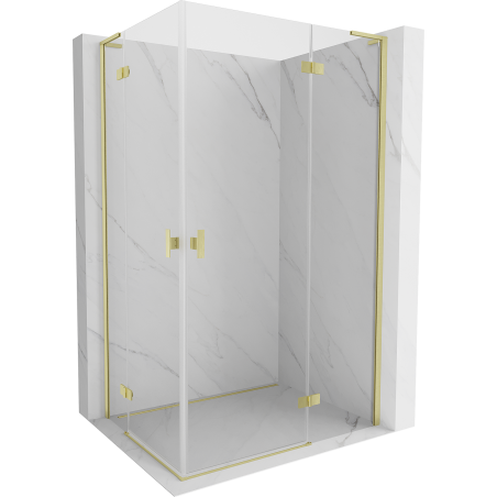 Mexen Mist-H L Duo Duschkabine schwenkbar 70 x 115 cm, transparent, gebürstetes Gold - 8A5L-070L-115P-55-00