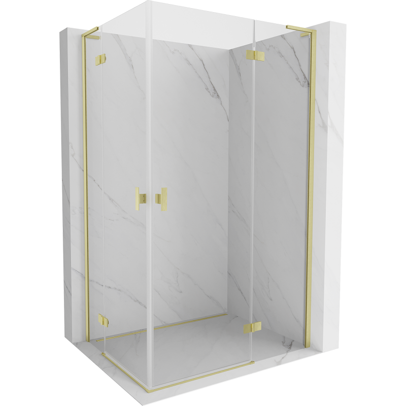 Mexen Mist-H L Duo cabine de douche pivotante 100 x 120 cm, transparente, or brossé - 8A5L-100L-120P-55-00