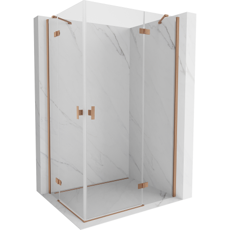 Mexen Mist-H Duo cabine de douche pivotante droite 80 x 85 cm, transparent, cuivre brossé - 8A5-080L-085P-65-00