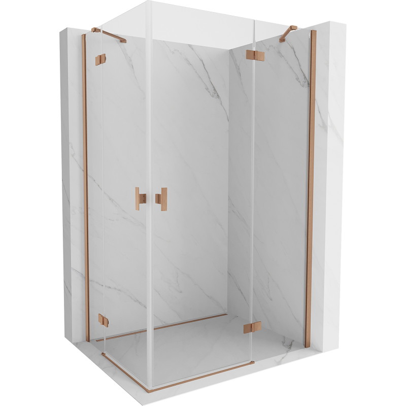 Mexen Mist-H Duo pööratav dušikabiin paremal, 75 x 105 cm, läbipaistev, harjatud vask - 8A5-075L-105P-65-00