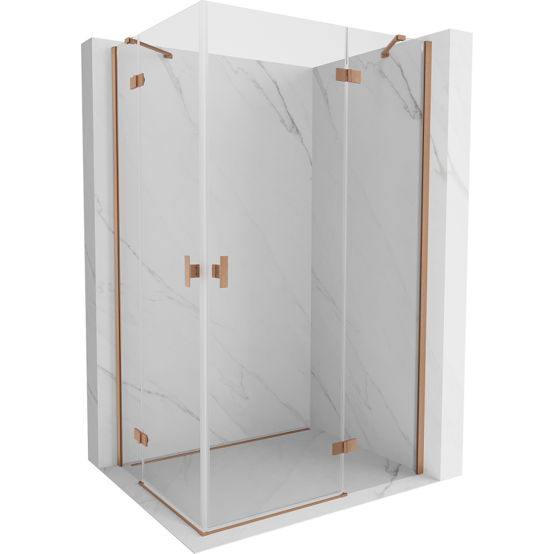 Mexen Mist-H Duo cabine de douche pivotante droite 95 x 110 cm, transparent, cuivre brossé - 8A5-095L-110P-65-00