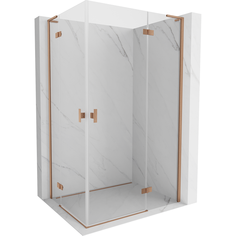 Mexen Mist-H L Duo Duschkabine, schwingtür, 75 x 90 cm, transparent, gebürstetes Kupfer - 8A5L-075L-090P-65-00