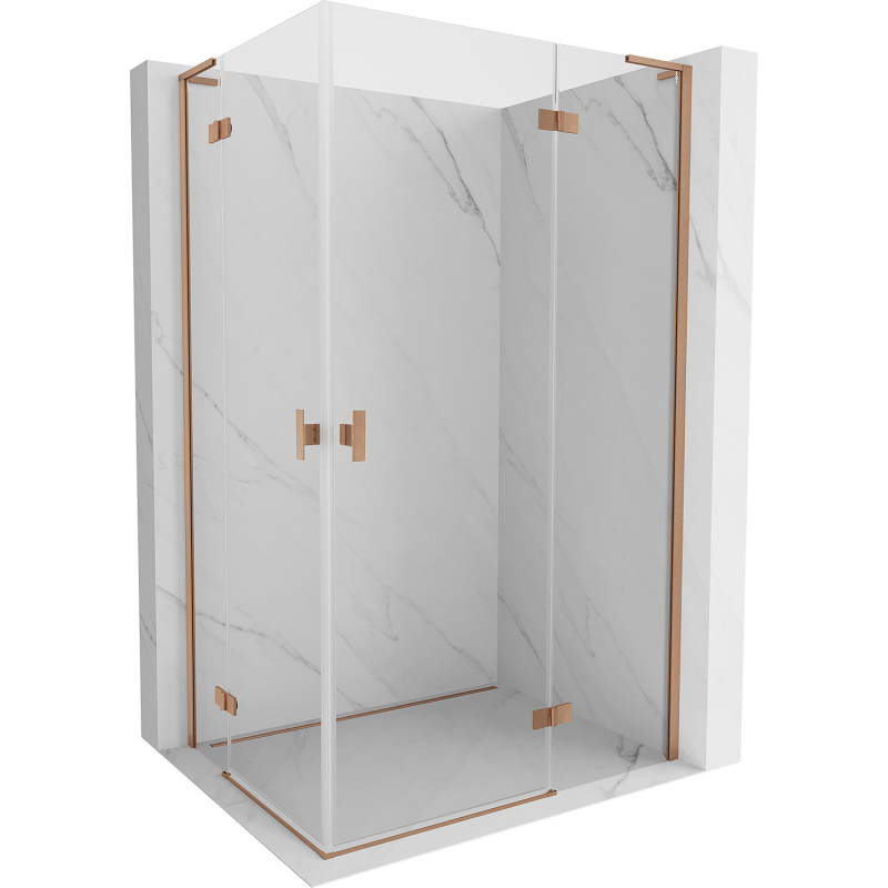 Mexen Mist-H L Duo cabine de douche pivotante droite 80 x 105 cm, transparent, cuivre brossé - 8A5L-080L-105P-65-00