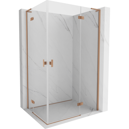 Mexen Mist-H L Duo right hinged shower enclosure 75 x 115 cm, transparent, brushed copper - 8A5L-075L-115P-65-00