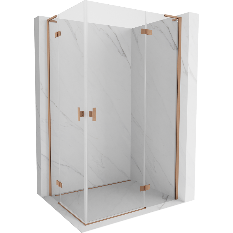 Mexen Mist-H L Duo cabine de douche pivotante 70 x 120 cm, transparent, cuivre brossé - 8A5L-070L-120P-65-00