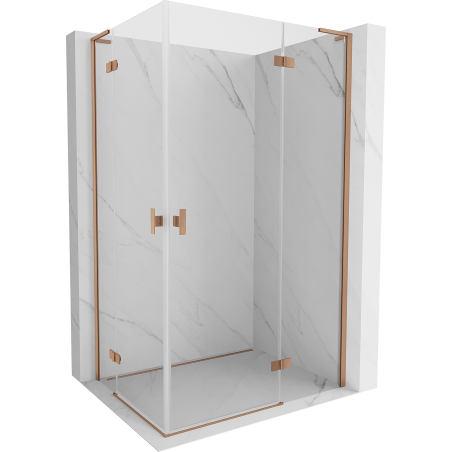 Mexen Mist-H L Duo cabine de douche pivotante 90 x 120 cm, transparent, cuivre brossé - 8A5L-090L-120P-65-00