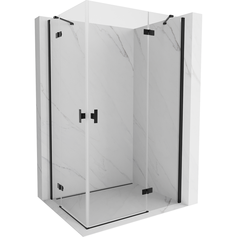 Mexen Mist H Duo cabine de douche battante 80 x 110 cm, transparent, noir - 8A5-080L-110P-70-00