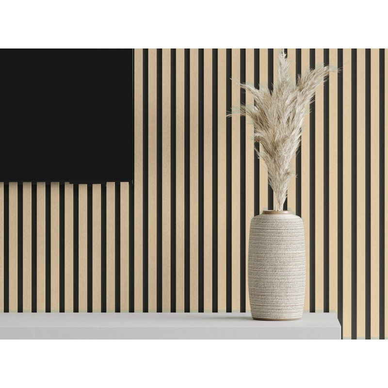 Mexen Lam-B lamelles murales 275 x 30 cm, panneau HDF 4 mm, placage technique, Chêne Sable - S100-275307-3015-001