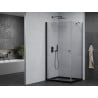 Mexen Pretoria cabine de douche pivotante 90 x 110 cm, transparente, noire + receveur Flat, noir - 852-090-110-70-00-4070B