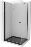 Mexen Pretoria cabine de douche pivotante 90 x 110 cm, transparente, noire + receveur Flat, noir - 852-090-110-70-00-4070B