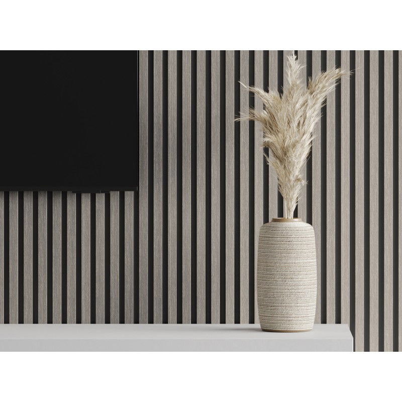 Mexen Lam-B lattes murales 275 x 30 cm, panneau HDF 4 mm, placage technique, Chêne Argenté - S100-275307-3015-007