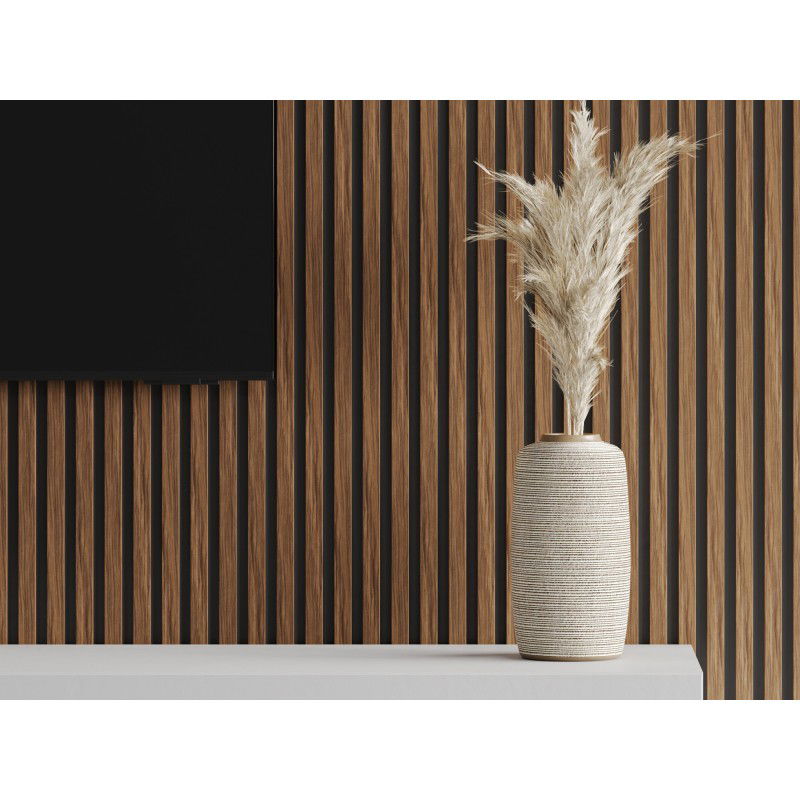 Mexen Lam-B lamelles murales 275 x 30 cm, panneau HDF 4 mm, placage technique, Acajou Rubis - S100-275307-3015-013