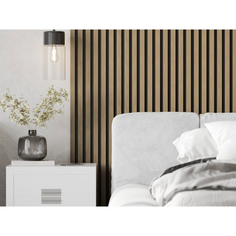 Mexen Lam-B Wandlamellen 275 x 30 cm, HDF Platte 4 mm, technisches Furnier, Leinen Walnuss - S100-275307-3015-015