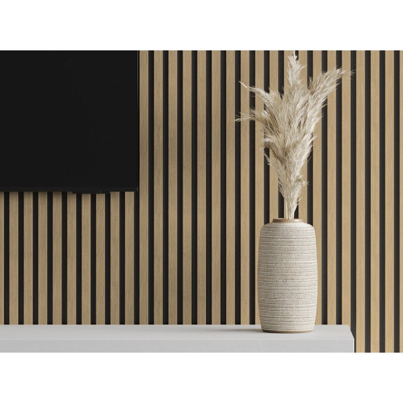 Mexen Lam-B lamele ścienne 275 x 30 cm, płyta HDF 4 mm, fornir techniczny, Orzech Lniany - S100-275307-3015-015