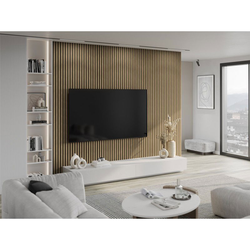 Mexen Lam-B Wandlamellen 275 x 30 cm, HDF Platte 4 mm, technisches Furnier, Leinen Walnuss - S100-275307-3015-015