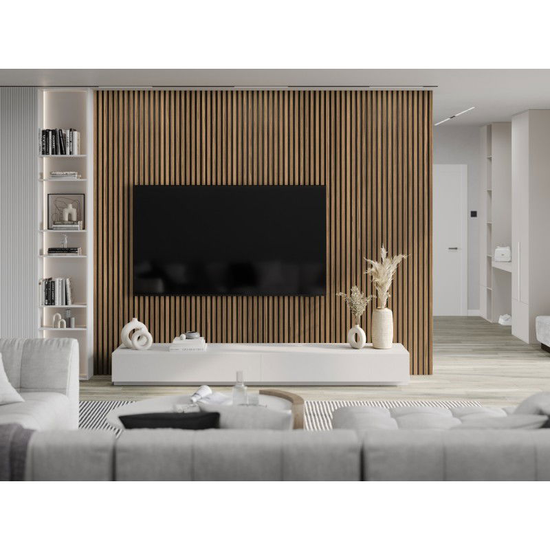 Mexen Lam-B lamelles murales 275 x 30 cm, panneau HDF 4 mm, placage technique, Noyer Clair - S100-275307-3015-017