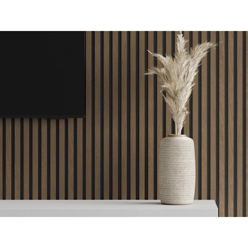 Mexen Lam-B lamelles murales 275 x 30 cm, panneau HDF 4 mm, placage technique, Noyer Espresso - S100-275307-3015-019