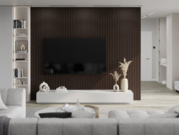 Mexen Lam-B lamelles murales 275 x 30 cm, panneau HDF 4 mm, placage technique, Ébène Marron - S100-275307-3015-022