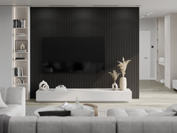 Mexen Lam-B lattes murales 275 x 30 cm, panneau HDF 4 mm, placage technique, Ébène Noir - S100-275307-3015-023
