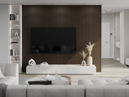 Mexen Lam-B lamelles murales 275 x 30 cm, panneau HDF 4 mm, placage technique, Noyer Brûlé - S100-275307-3015-024