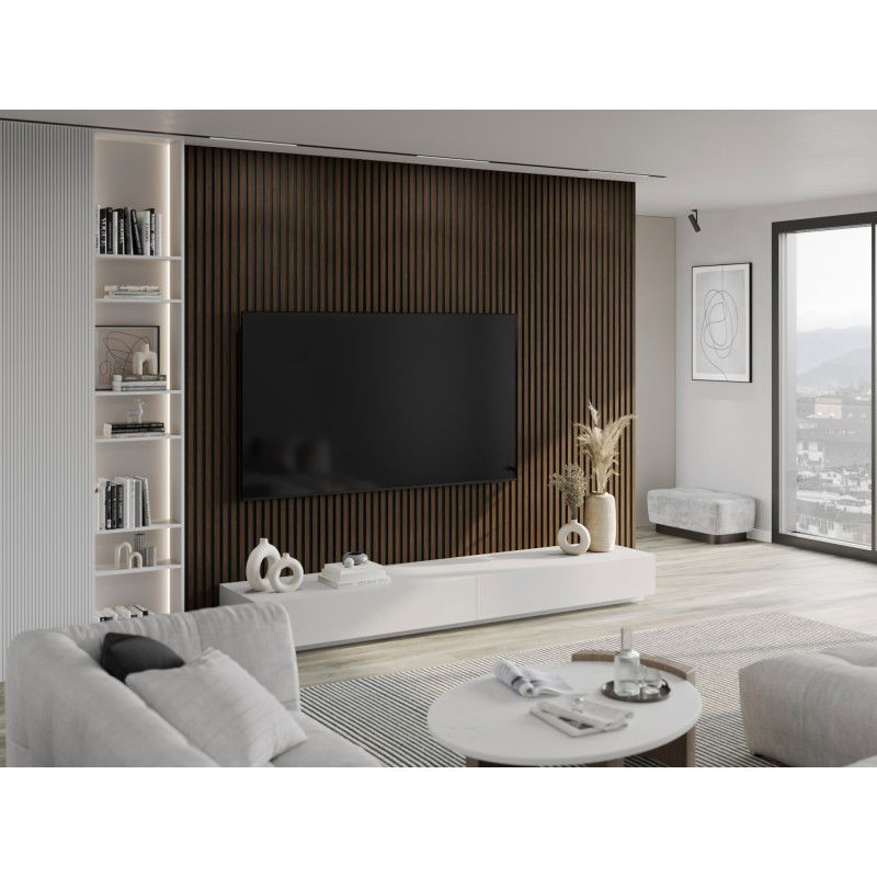 Mexen Lam-B lamelles murales 275 x 30 cm, panneau HDF 4 mm, placage technique, Noyer Brûlé - S100-275307-3015-024