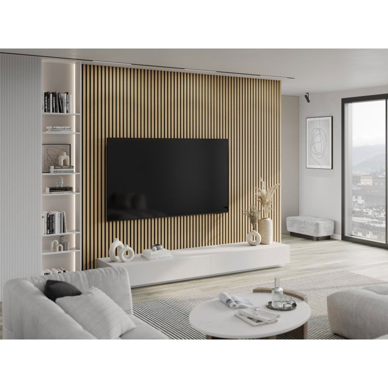 Mexen Lam-F schallabsorbierende Wandpaneele 275 x 30 cm, Filz 8 mm, technisches Furnier, Goldene Eiche - S105-275307-3015-003