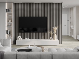 Mexen Lam-F Acoustic Wall Slats 275 x 30 cm, 8 mm Felt, Technical Veneer, Steel Oak - S105-275307-3015-006