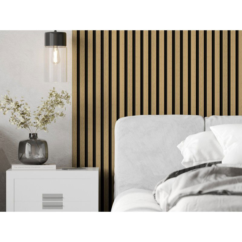 Mexen Lam-F lamelles de mur acoustiques 275 x 30 cm, feutre 8 mm, placage technique, Bambou Naturel - S105-275307-3015-011