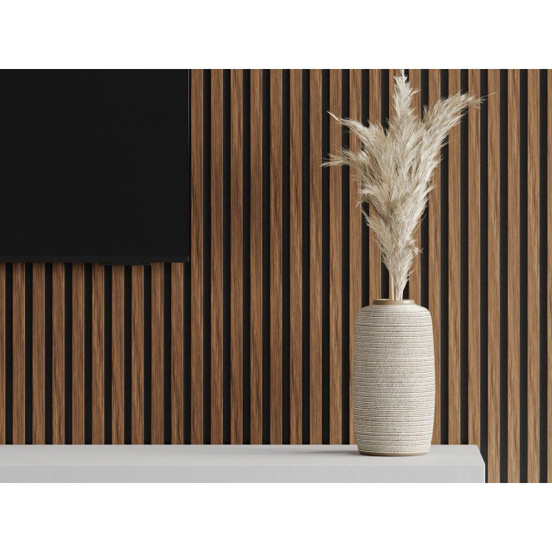 Mexen Lam-F akustesch Mauerschuelen 275 x 30 cm, Filz 8 mm, technesche Furnier, Rubin Mahagony - S105-275307-3015-013