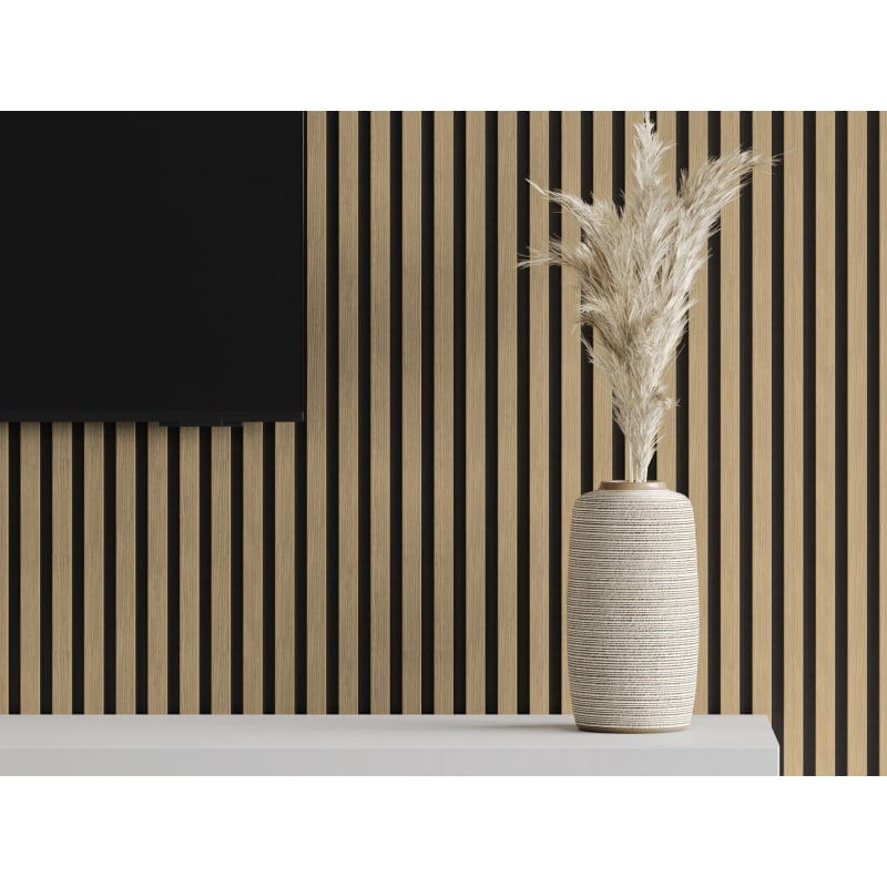 Mexen Lam-F lamele ścienne akustyczne 275 x 30 cm, filc 8 mm, fornir techniczny, Orzech Lniany - S105-275307-3015-015