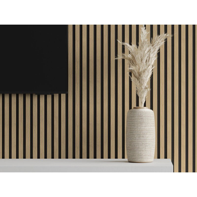 Mexen Lam-F lamelles acoustiques montagnardes 275 x 30 cm, feutre 8 mm, placage technique, Noyer Lin - S105-275307-3015-015