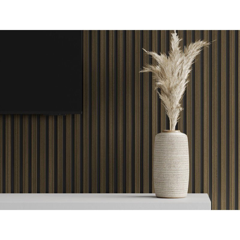 Mexen Lam-F akustesch Mauerpanele 275 x 30 cm, Filz 8 mm, technesche Furnier, Kinnek-Ebenholz - S105-275307-3015-020