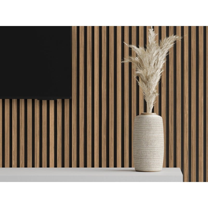 Mexen Lam-F lamele ścienne akustyczne 275 x 30 cm, filc 8 mm, fornir techniczny, Orzech Jasny - S105-275307-3015-017