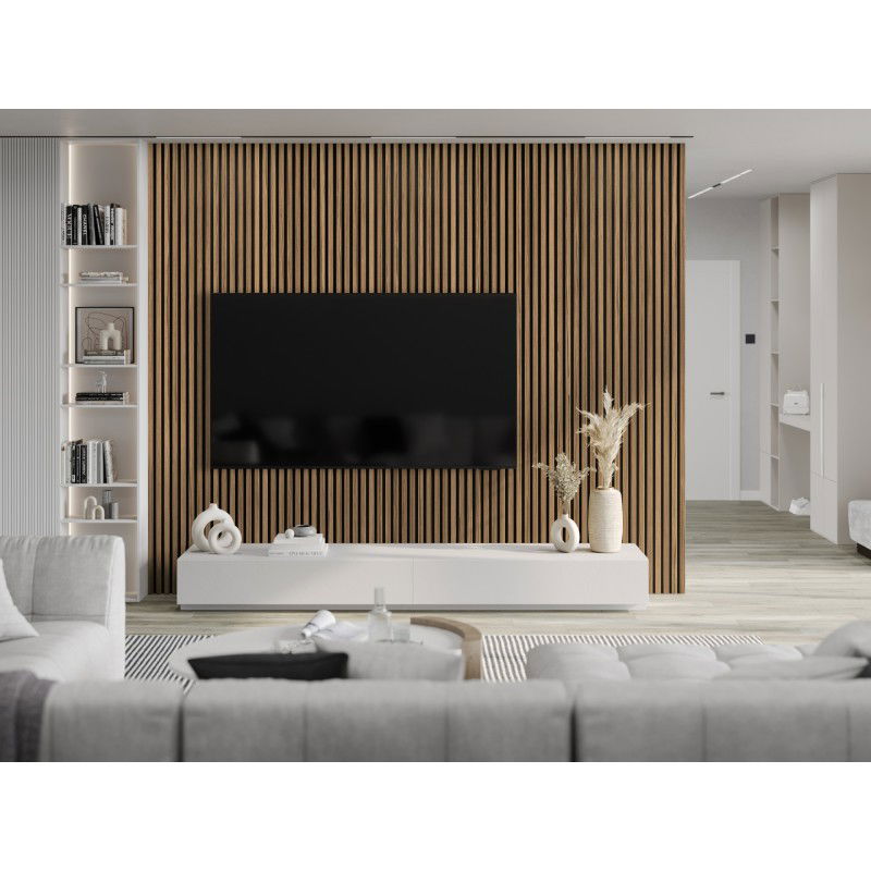 Mexen Lam-F akustične stenske letve 275 x 30 cm, klobučevina 8 mm, tehnični furnir, Svetli Oreh - S105-275307-3015-017