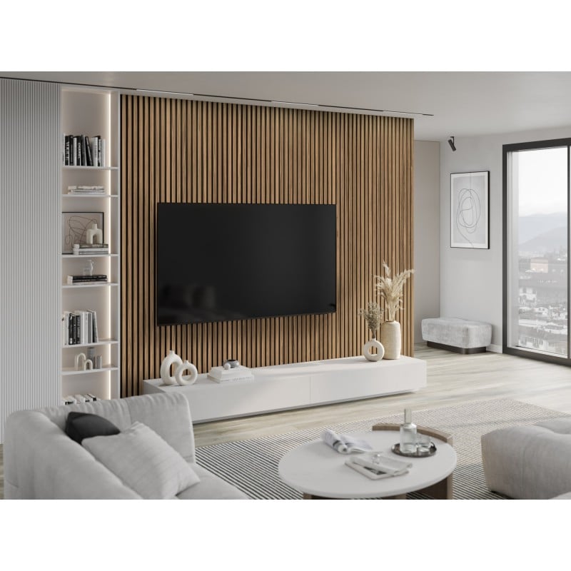 Mexen Lam-F lamele ścienne akustyczne 275 x 30 cm, filc 8 mm, fornir techniczny, Orzech Jasny - S105-275307-3015-017