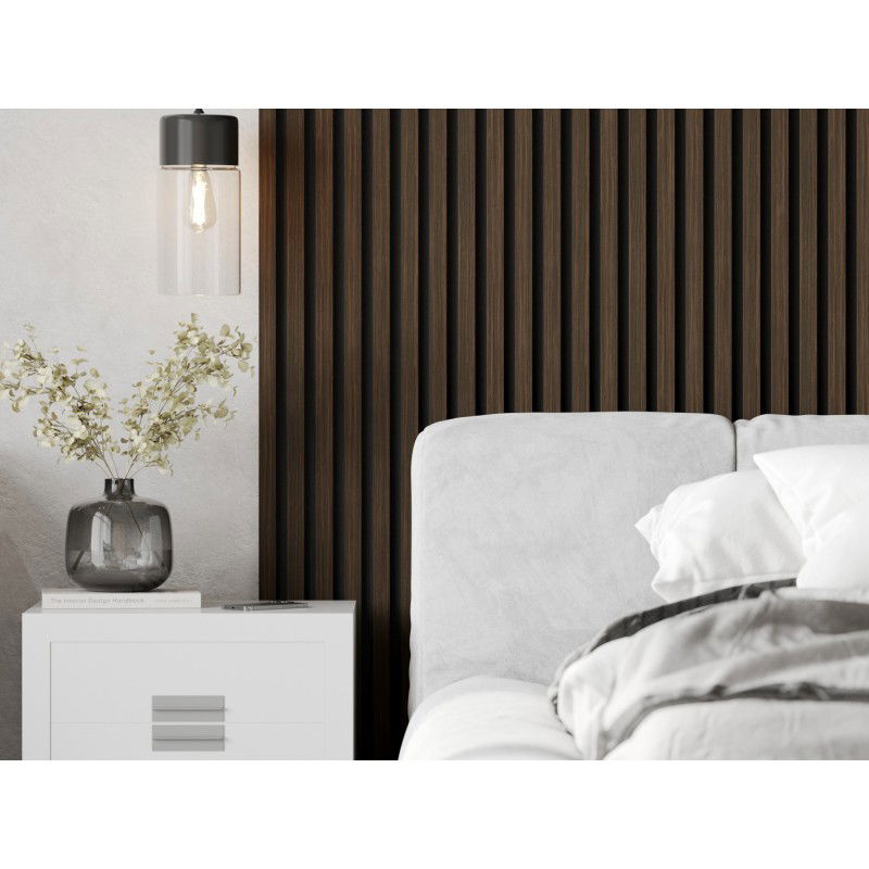 Mexen Lam-F Acoustic Wall Slats 275 x 30 cm, 8 mm Felt, Technical Veneer, Burnt Walnut - S105-275307-3015-024