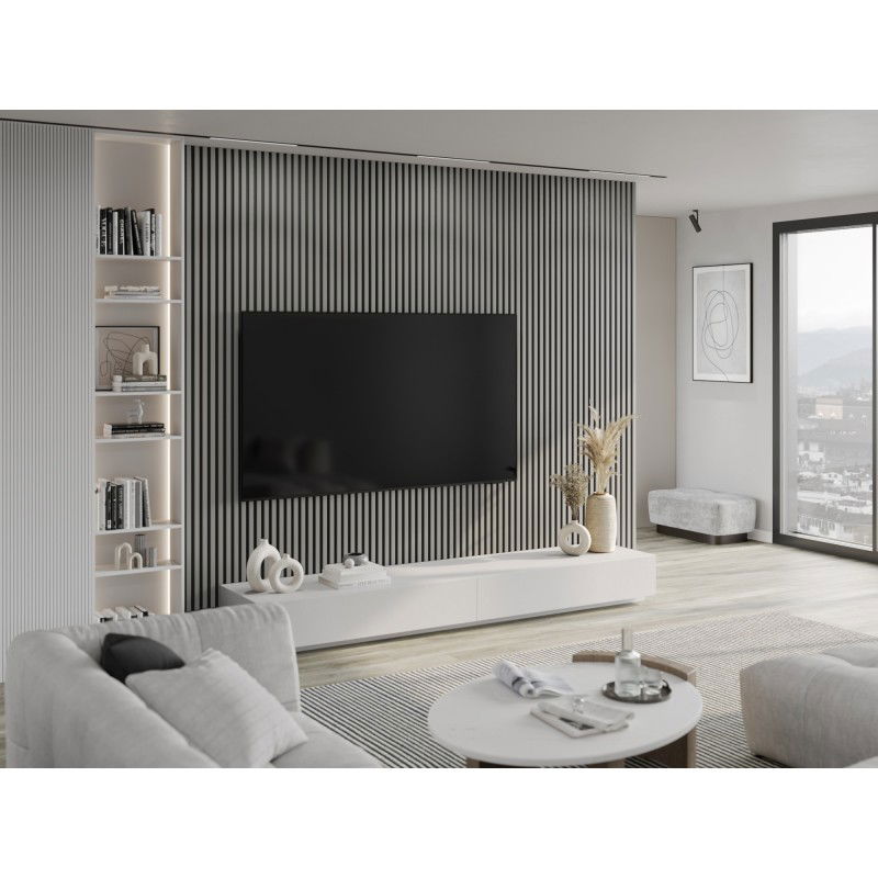 Mexen Lam-B Πανό τοίχου 275 x 31,5 εκ., πλάκα HDF 4 χιλ., Γκρι Ματ - S100-275317-2812-052