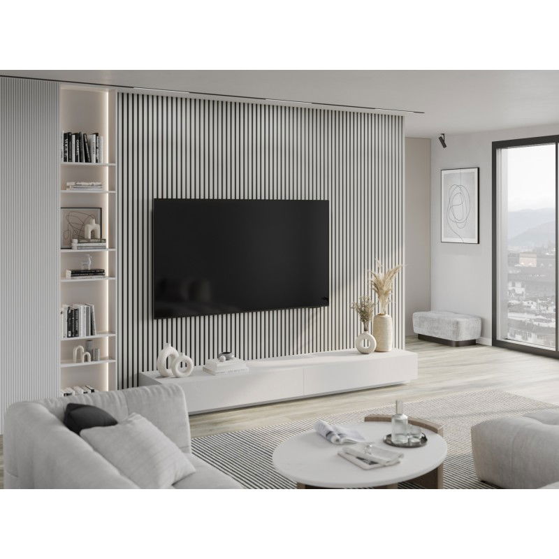 Mexen Lam-B λοξές επιτοίχιες 275 x 31,5 cm, πλάκα HDF 4 mm, Λευκή Γυαλάδα - S100-275317-2812-054