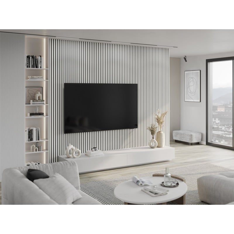 Mexen Lam-F akustische Wandlamellen 275 x 31,5 cm, Filz 6 mm, Weiß Matt - S105-275317-2812-051