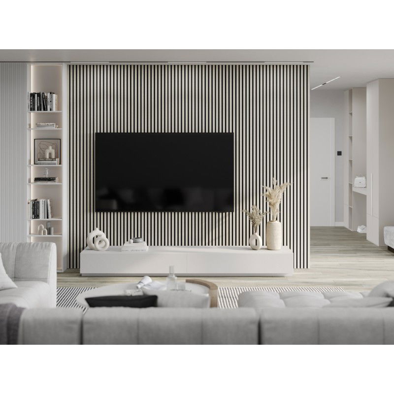 Mexen Lam-F Acoustic Wall Panels 275 x 31.5 cm, 6 mm Felt, Grey Linen - S105-275317-2812-068