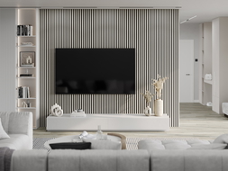 Mexen Lam-F acoustic wall slats 275 x 31.5 cm, 6 mm felt, Gray Linen - S105-275317-2812-068