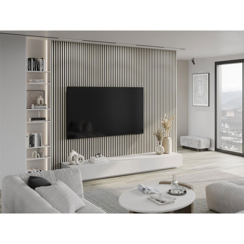 Mexen Lam-F Acoustic Wall Panels 275 x 31.5 cm, 6 mm Felt, Grey Linen - S105-275317-2812-068