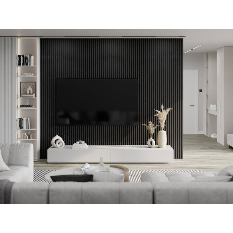 Mexen Lam-F Acoustic Wall Slats 275 x 31.5 cm, 6 mm Felt, Black Linen - S105-275317-2812-069